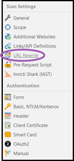 URL Rewrite option in Invicti Standard