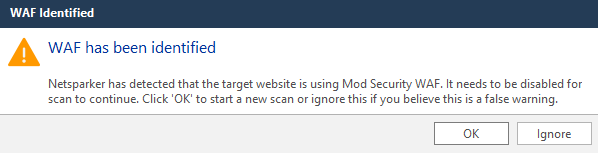 Deselect WAF Identifier in Invicti Standard.