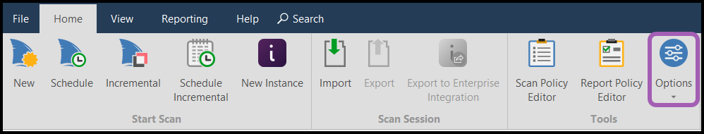 Advanced options dialog in Invicti Standard
