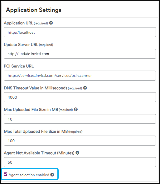 Agent selection enabled checkbox