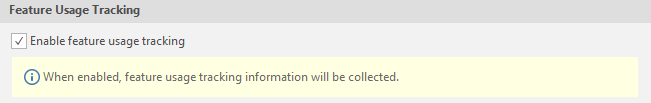 Feature usage tracking setting