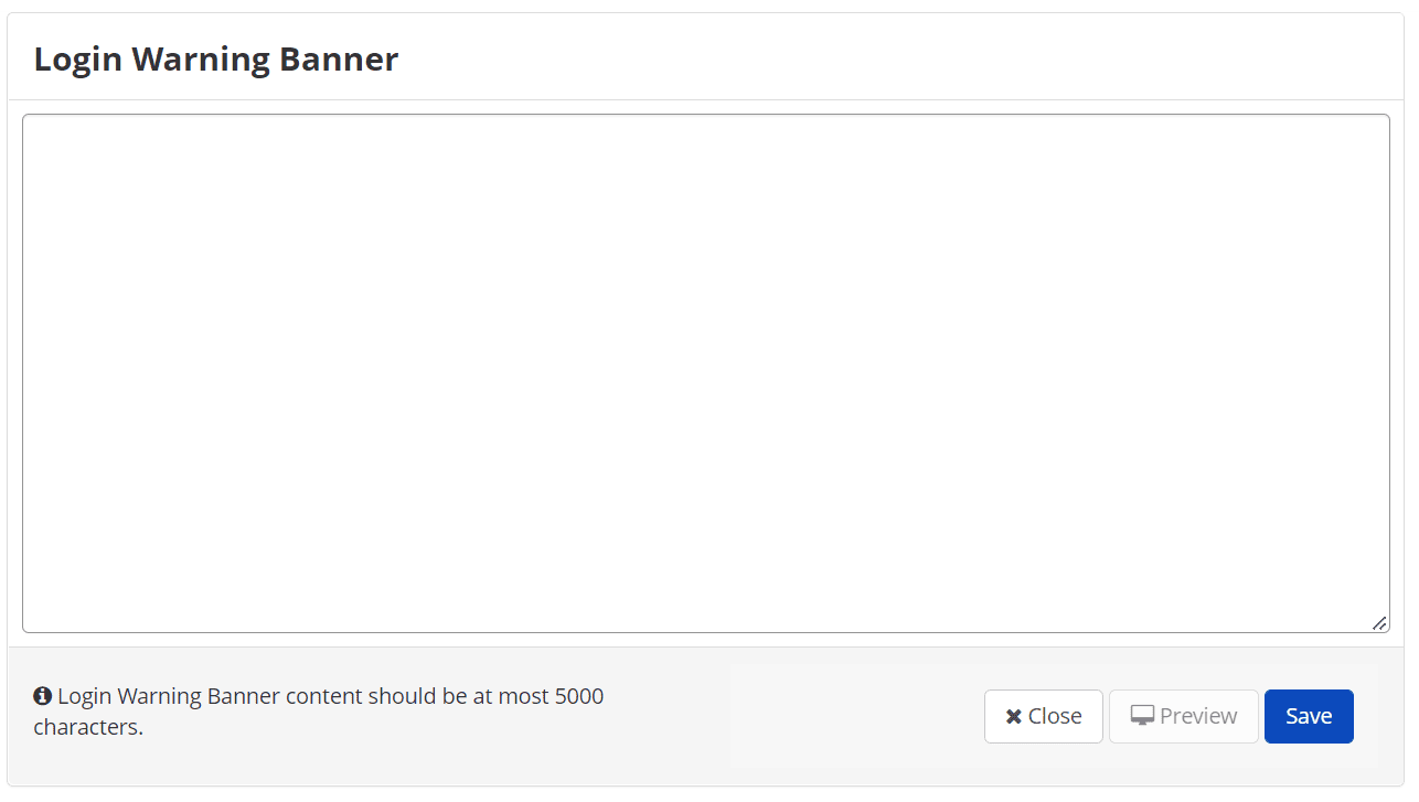 Login banner preview