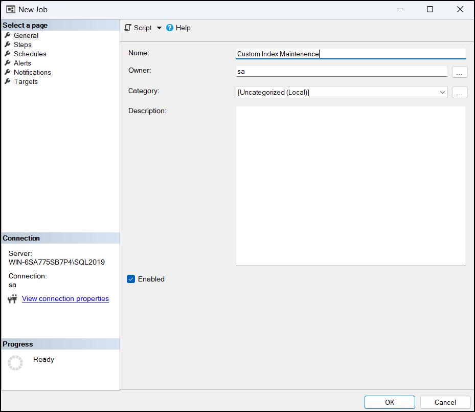 New Job context menu