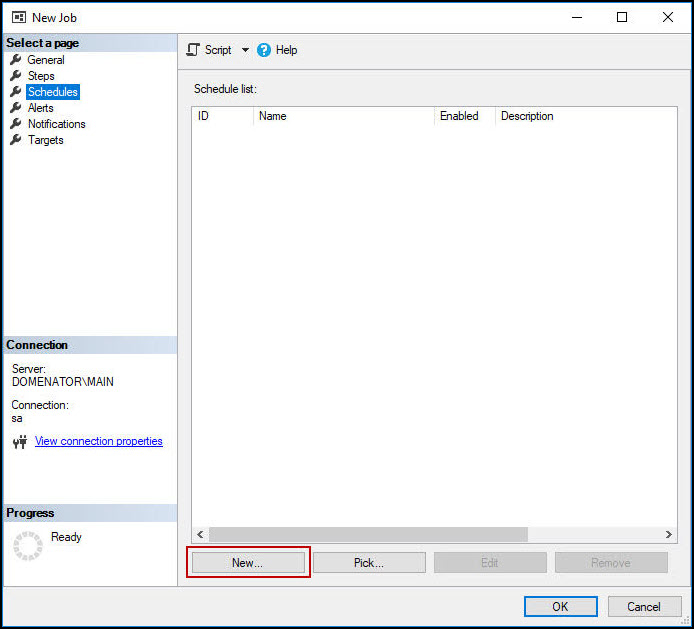 New Job Step configuration