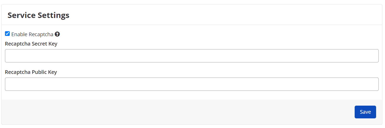 Service Credentials settings page