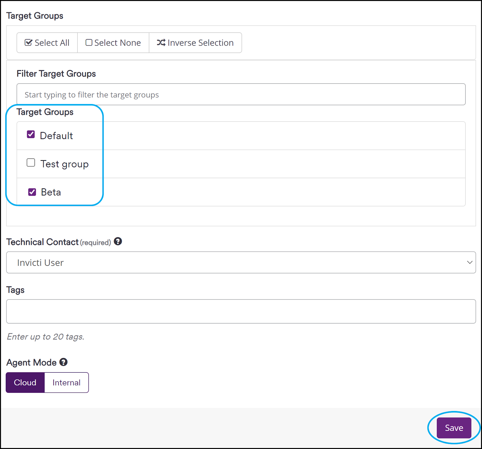 Target groups - default, etc