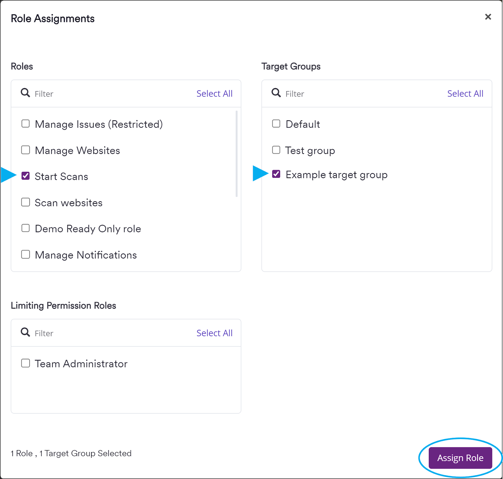 Select roles and target groups