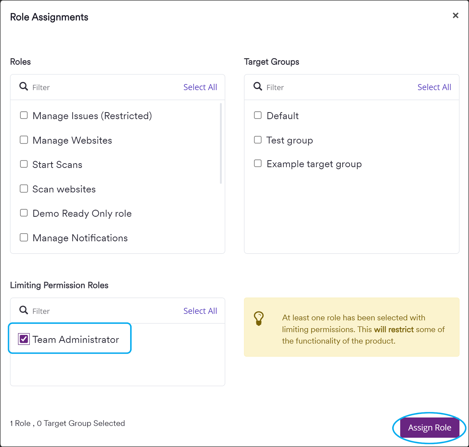 Assign Team Administrator role