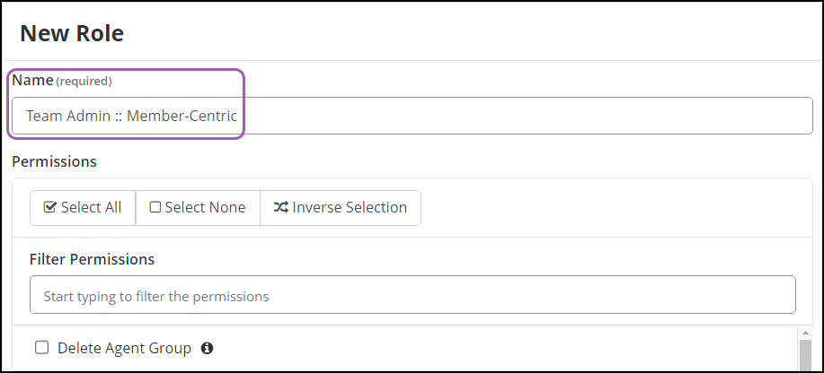 Set name for member-focused custom role