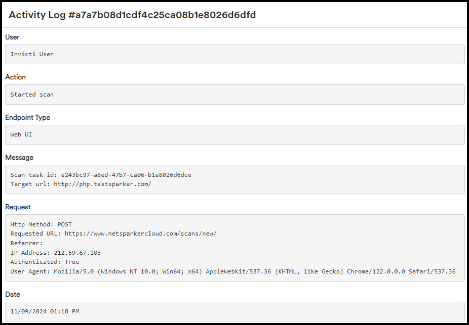Export activity logs in Invicti Enterprise
