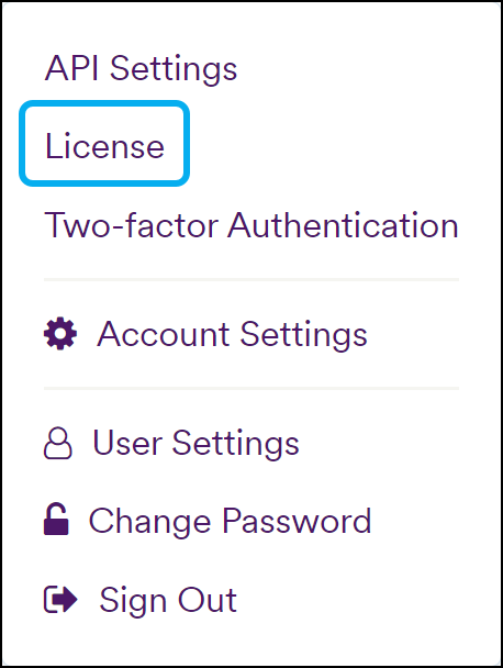Account License page
