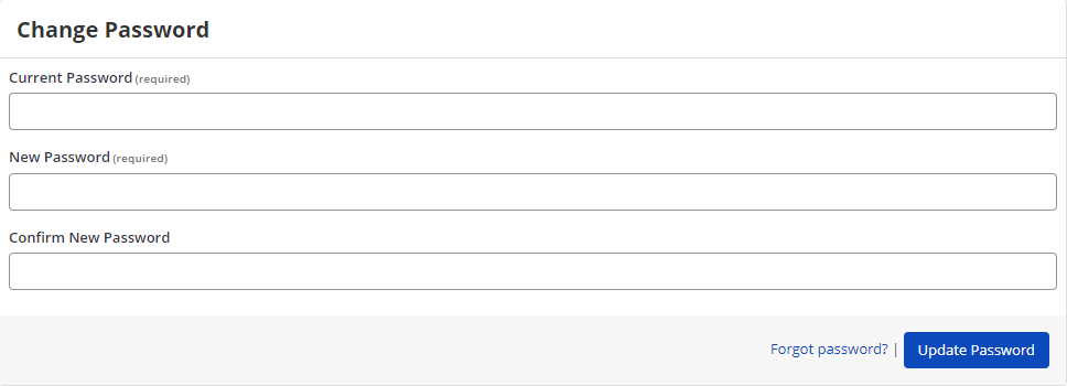 Change Password page