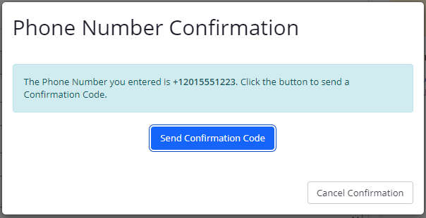 Phone Number Confirmation - Send Code