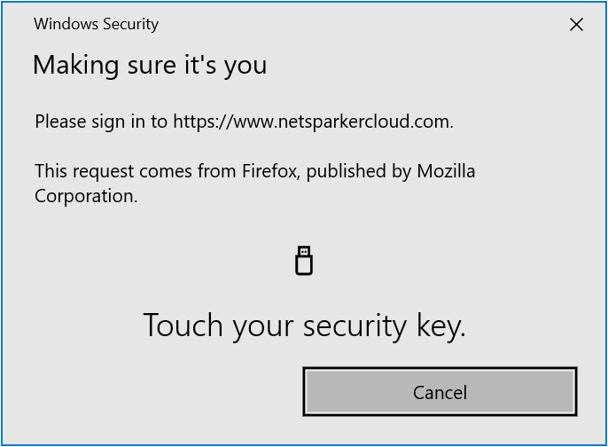 U2F Security Key login authentication
