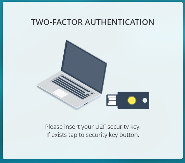 Tap U2F Security Key to finalize setup