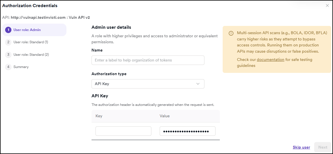 Authorization dialog showing form fields for entering credentials