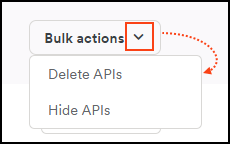 Expanded bulk options on the API catalog page