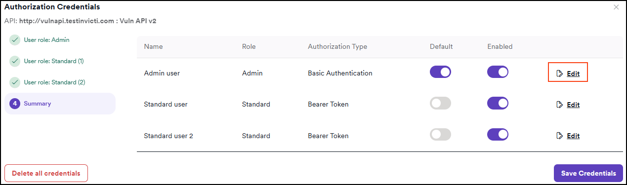 Edit authorization dialog showing user details and toggle options