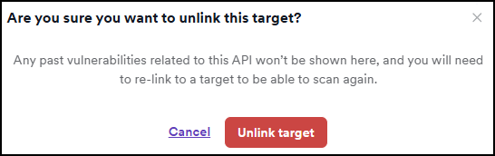 Unlink target option confirmation dialog box