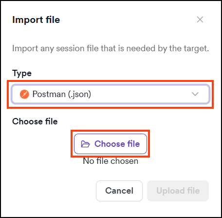 Upload Postman collection file.