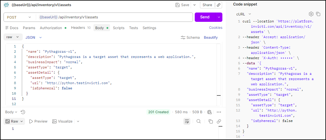 Add new target Postman examle