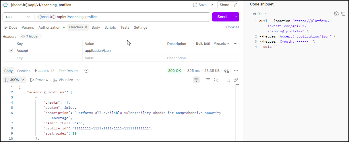 Run this GET request to get the Profile ID.