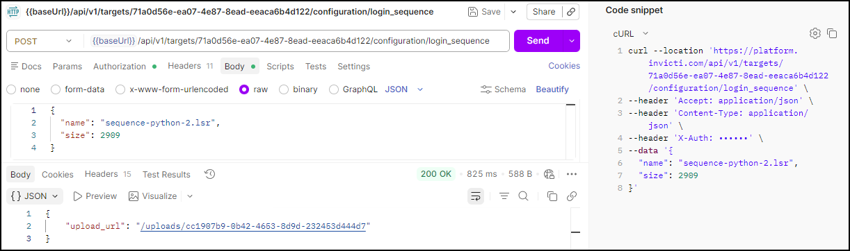 Run this POST request to get the upload URL.