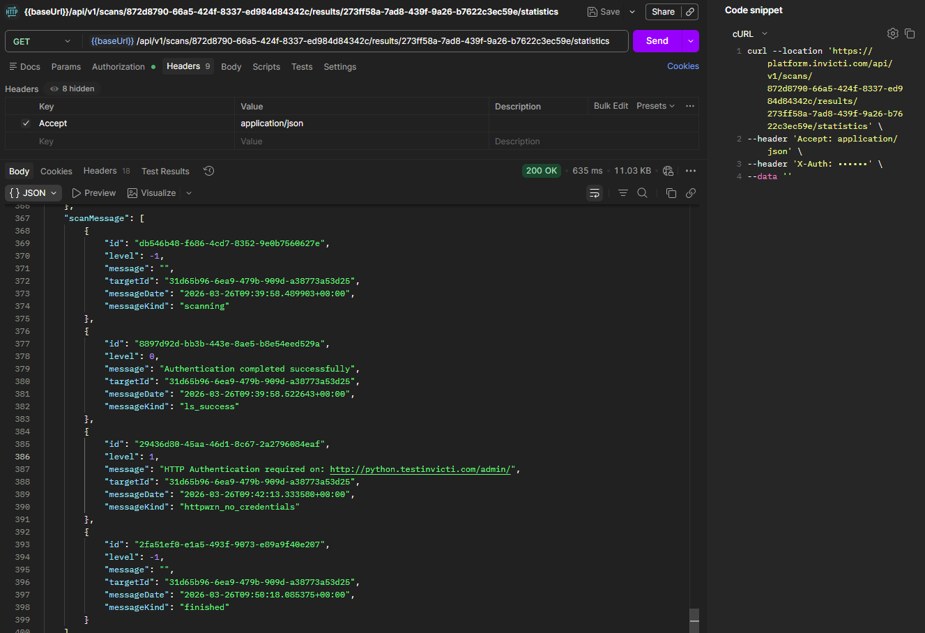 Review the scanMessage section.