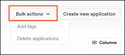 Bulk actions for Application page in Invicti Platform.