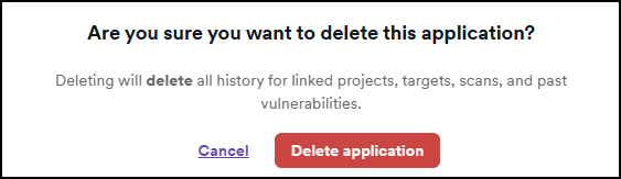 Delete application confirmation.