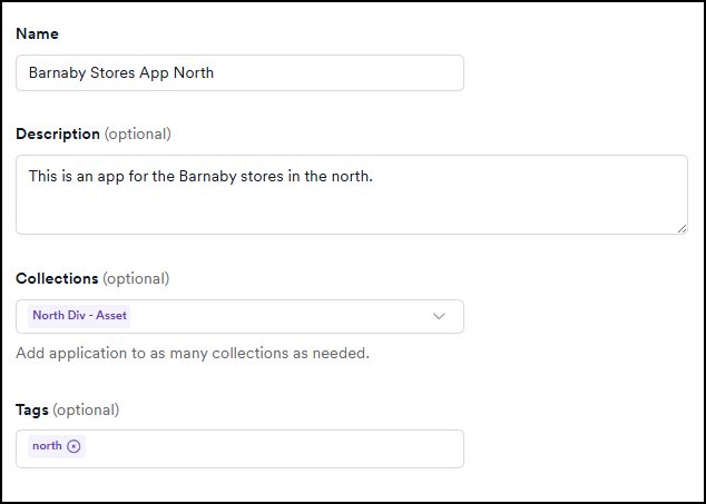 Configuring application details in Invicti Platform.