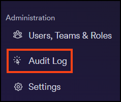 Audit log option highlighted in the Administration section of the left-side menu in Invicti Platform.