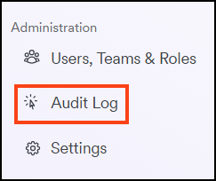 Audit log option highlighted in the Administration section of the left-side menu in Invicti Platform.