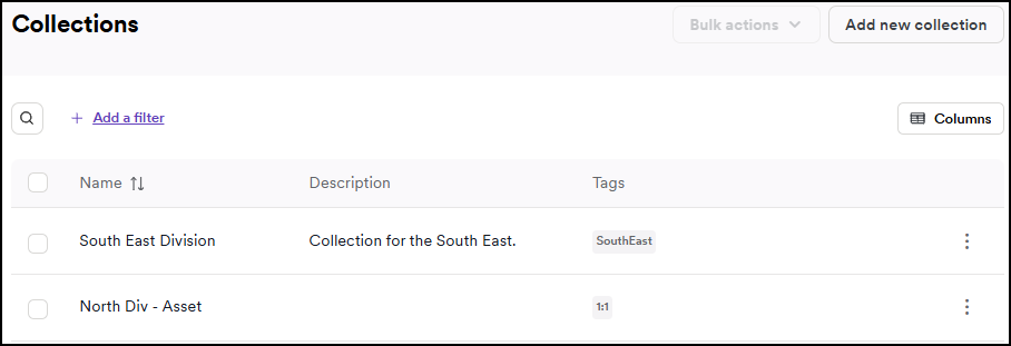 Successfully created collection appears on Collections page