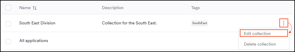 Edit collection option from three-dot menu (⋮) in Collections page