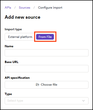 Import new API source from file in Invicti Platform