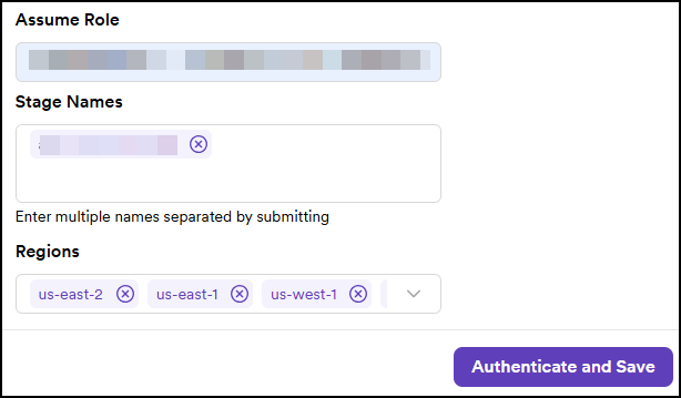 Select API sources interface
