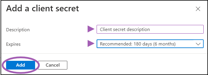 Add a new client secret