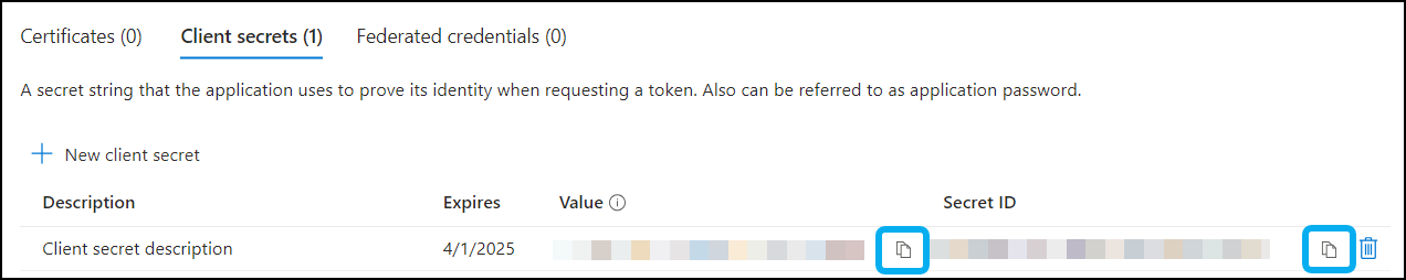 Copy the client secret
