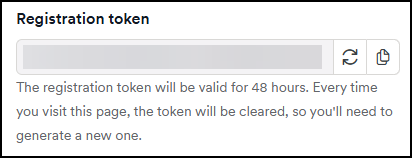 NTA token with the copy button and create new button