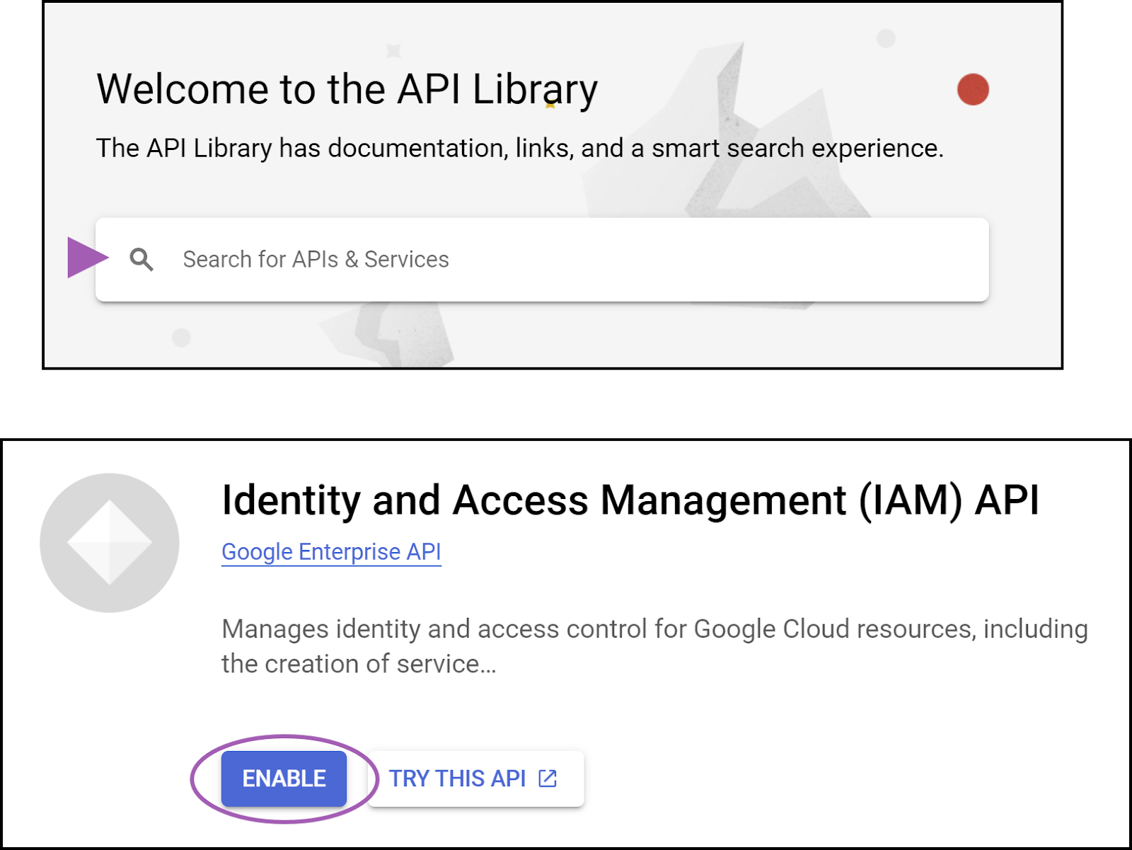 Select API sources interface