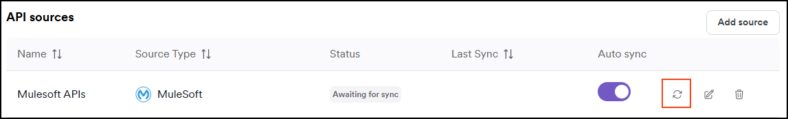 Click sync API sources to synchronize