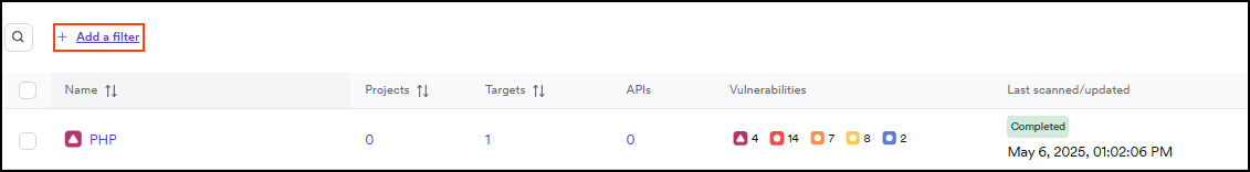 Add a filter in Invicti Platform.