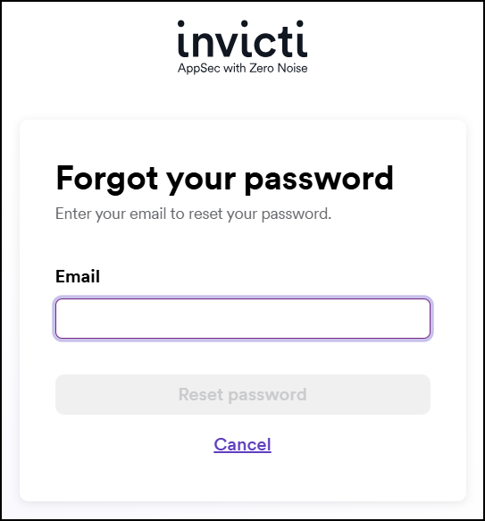 Enter email and select Reset password.