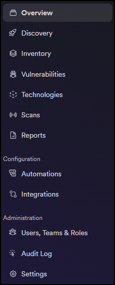 Invicti Platform navigation menu interface.