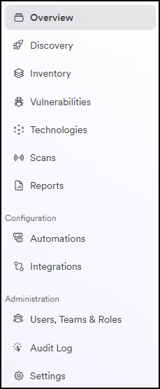 Invicti Platform navigation menu interface.