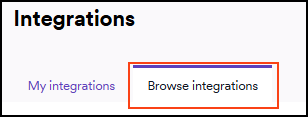 Browse integrations tab