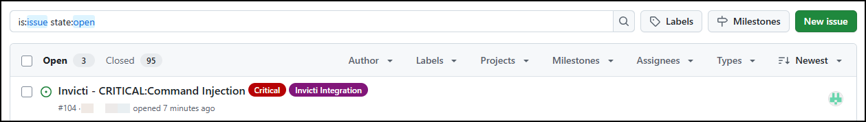 GitHub vulnerability issue created