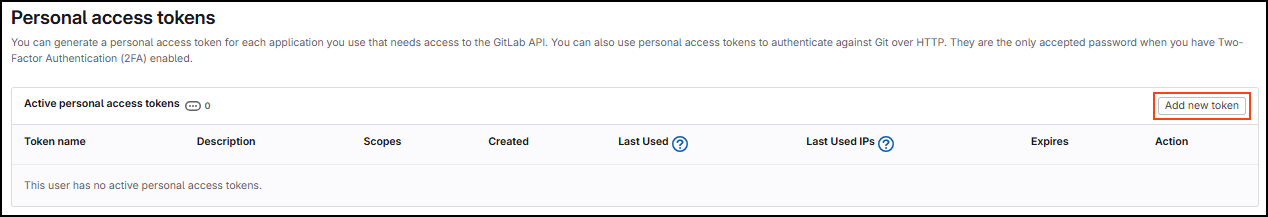 GitLab add new token
