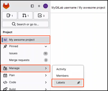 GitLab manage labels